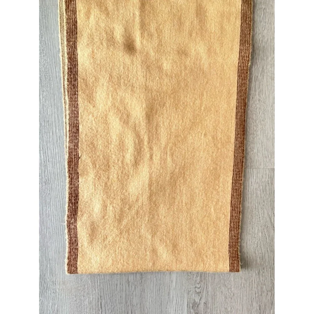 Christian Dior Wool Scarf Beige Fringe Logo Luxury Unisex Winter Wrap
